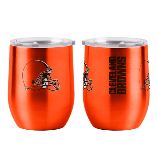 Cleveland Browns Travel Tumbler 16oz Stainless Steel Curved - Logo Brands
