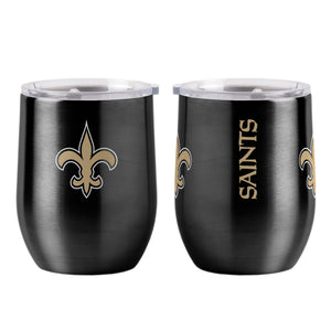 New Orleans Saints Travel Tumbler 16oz Stainless Steel Curved - Logo Brands