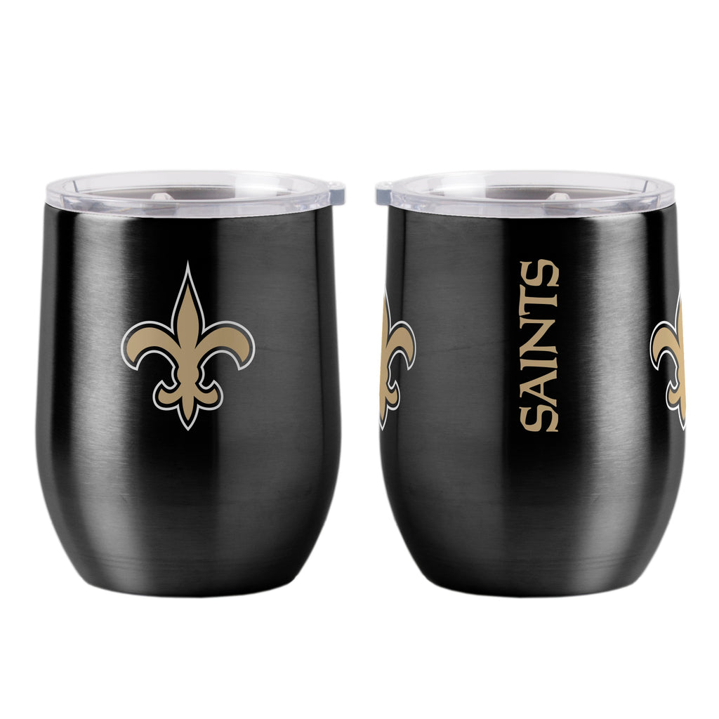 New Orleans Saints Travel Tumbler 16oz Stainless Steel Curved - Logo Brands