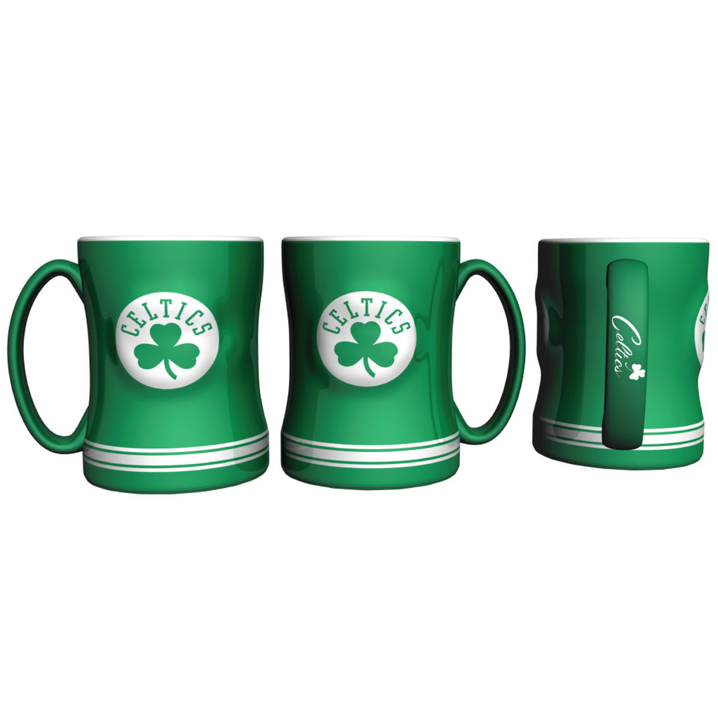 Boston Celtics Coffee Mug 14oz Sculpted Relief Team Color - Logo Brands