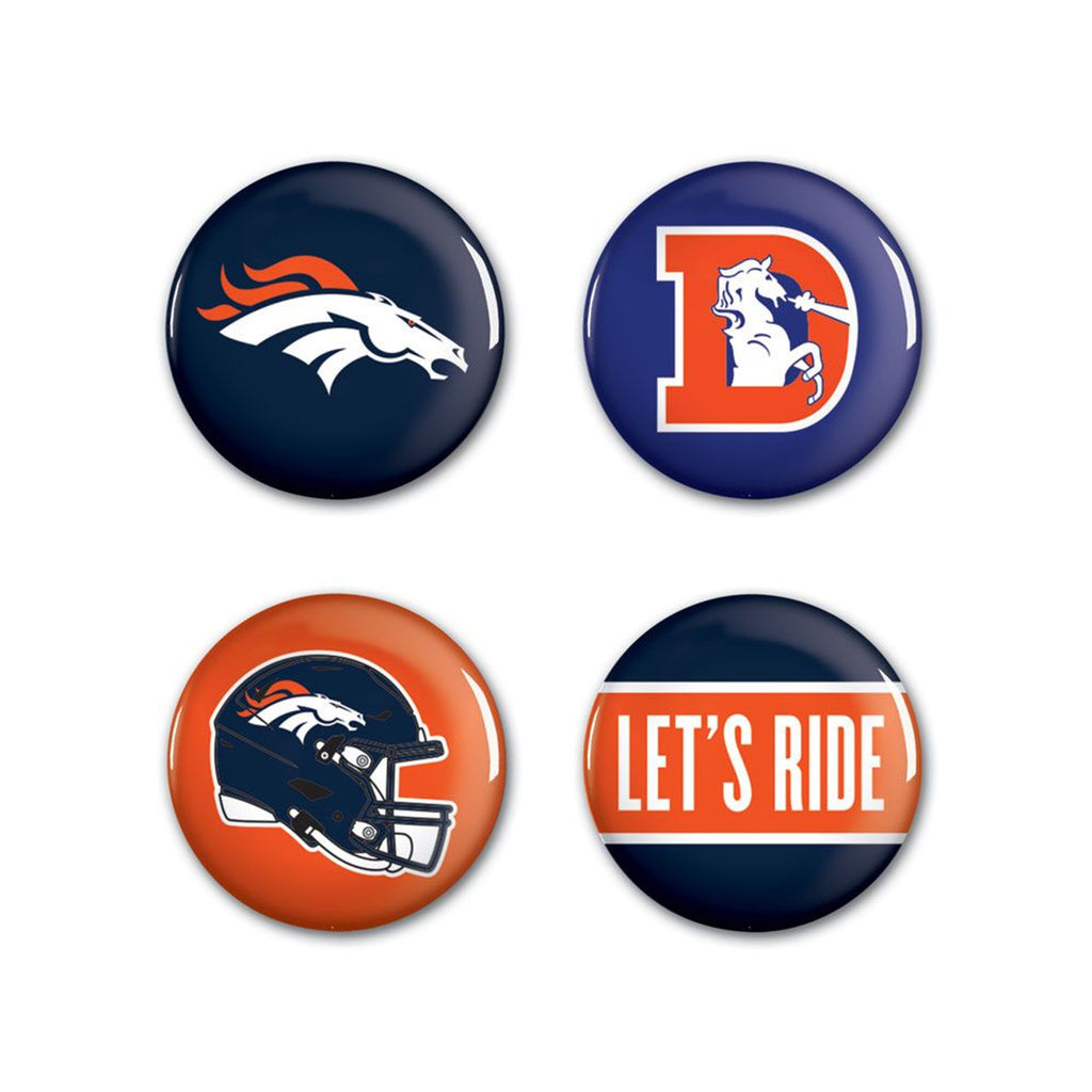 Denver Broncos Buttons 4 Pack - Wincraft