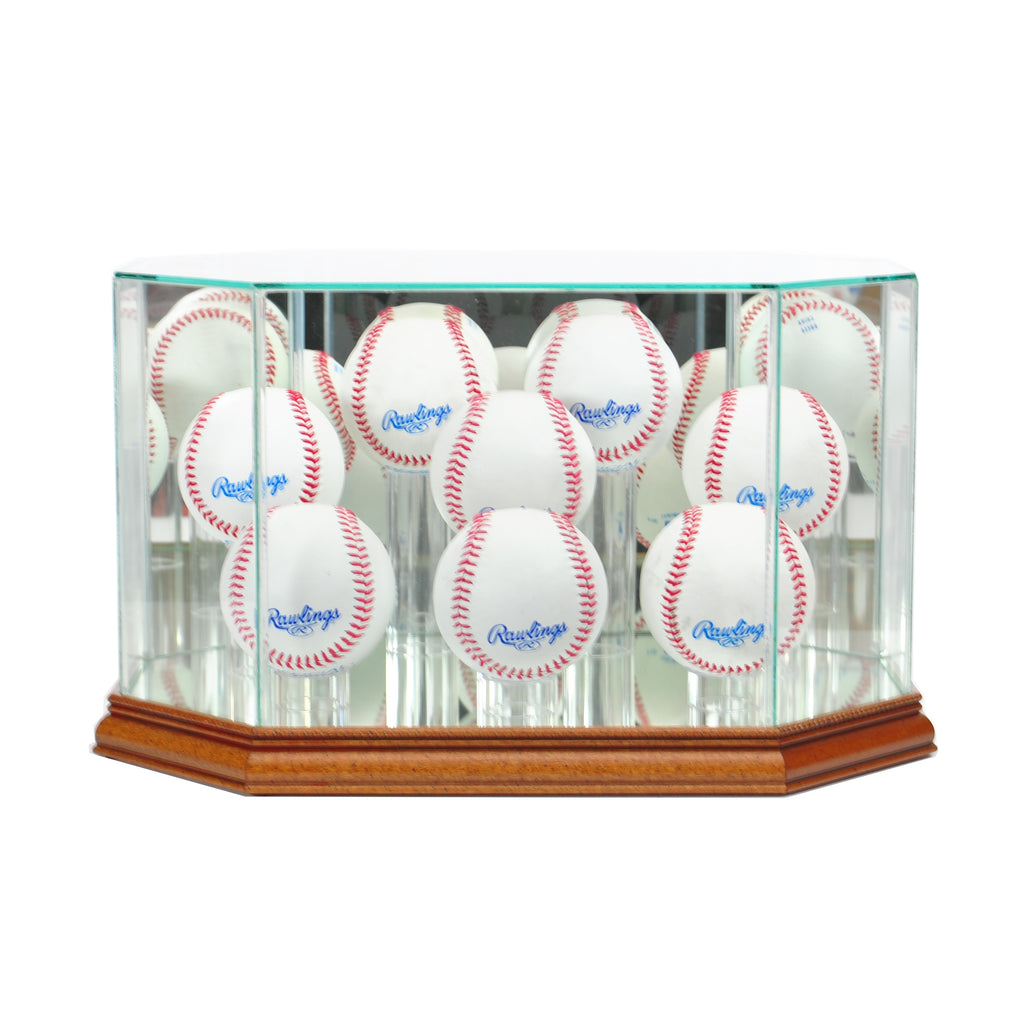 Octagon 8 Baseball Display Case with Walnut Moulding