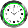Chrome Green Standard Neon Clock
