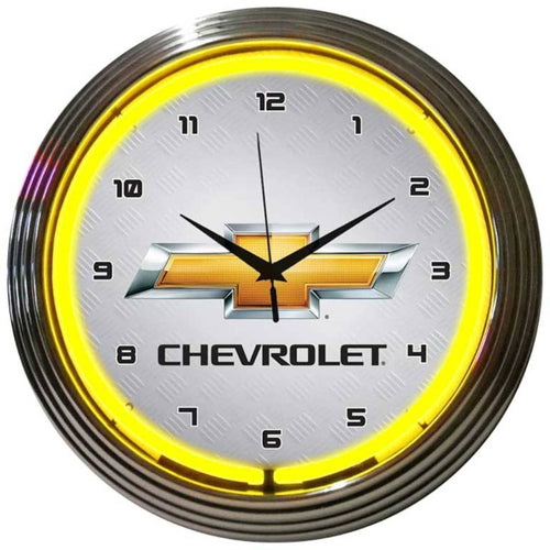 Gm Chevrolet Yellow Neon Clock