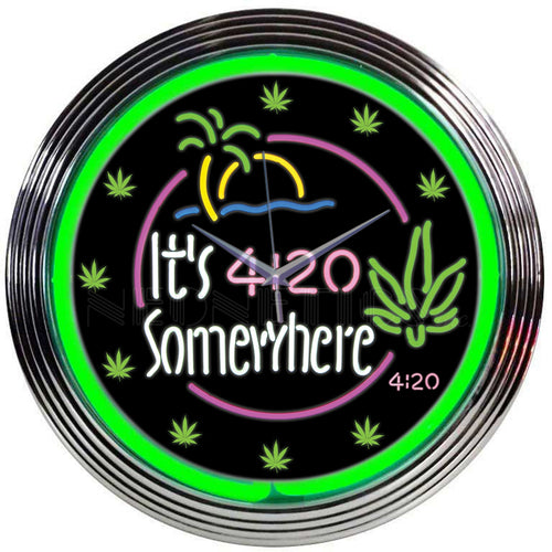 It's 4:20 Somewhere Neon Clock