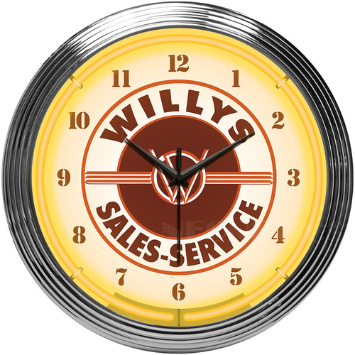 Jeep Willys Sales Service Neon Clock