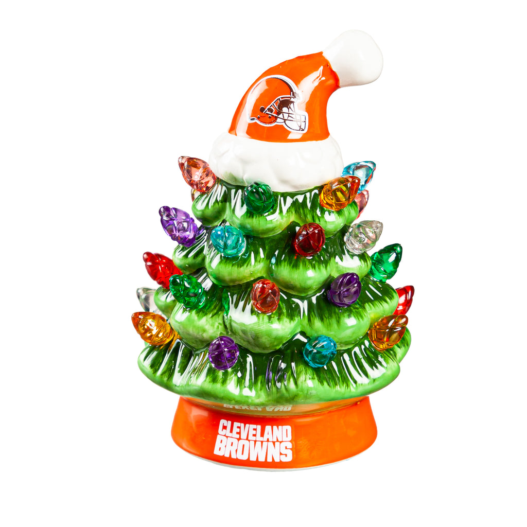 Cleveland Browns Christmas Tree 4 Inch LED Tabletop - Evergreen Enterprises