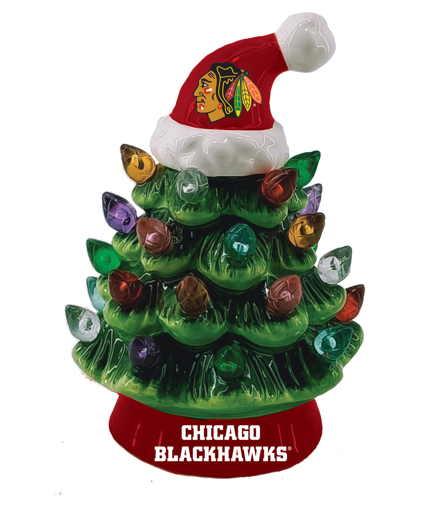 Chicago Blackhawks Christmas Tree 4 Inch LED Tabletop - Evergreen Enterprises