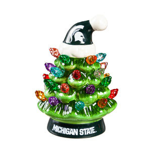 Michigan State Spartans Christmas Tree 4 Inch LED Tabletop - Evergreen Enterprises
