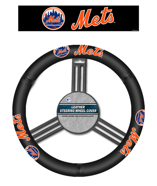 New York Mets Steering Wheel Cover Leather -