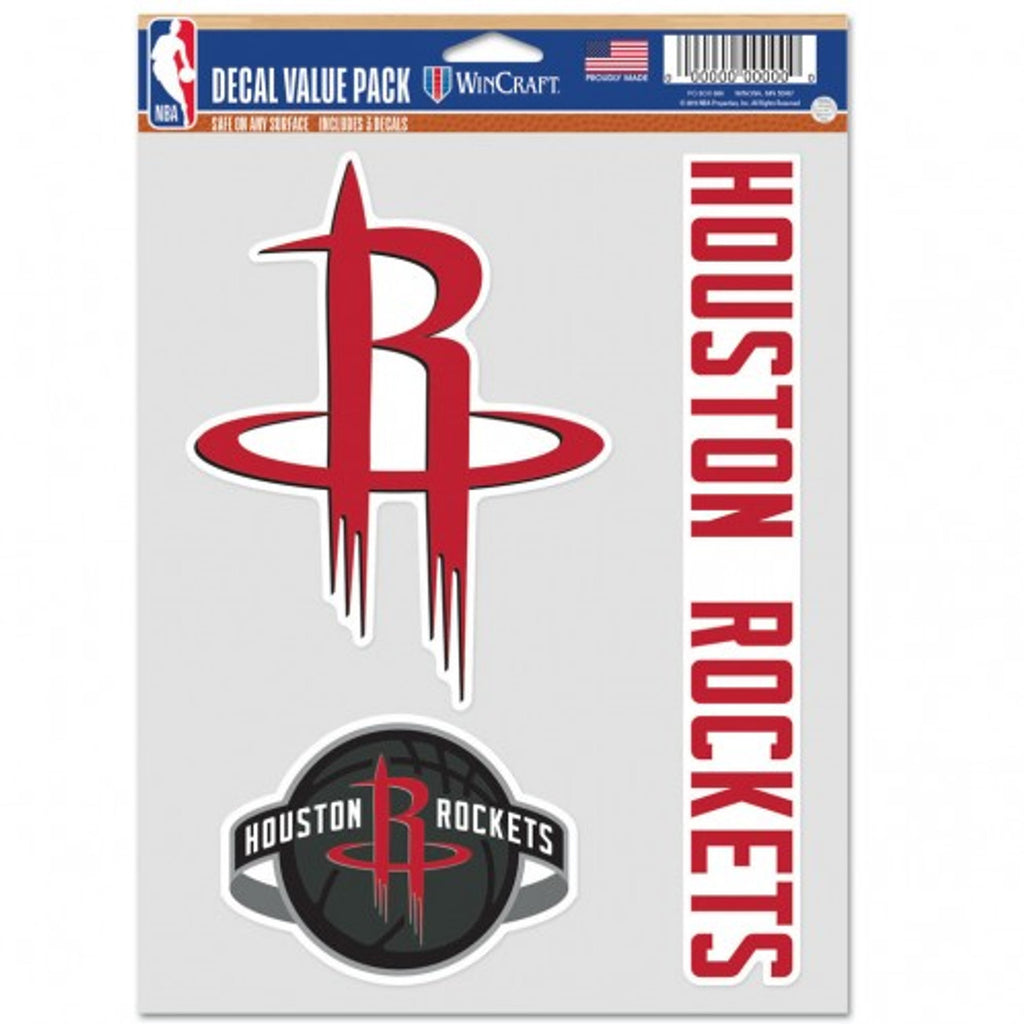 Houston Rockets Decal Multi Use Fan 3 Pack - 0