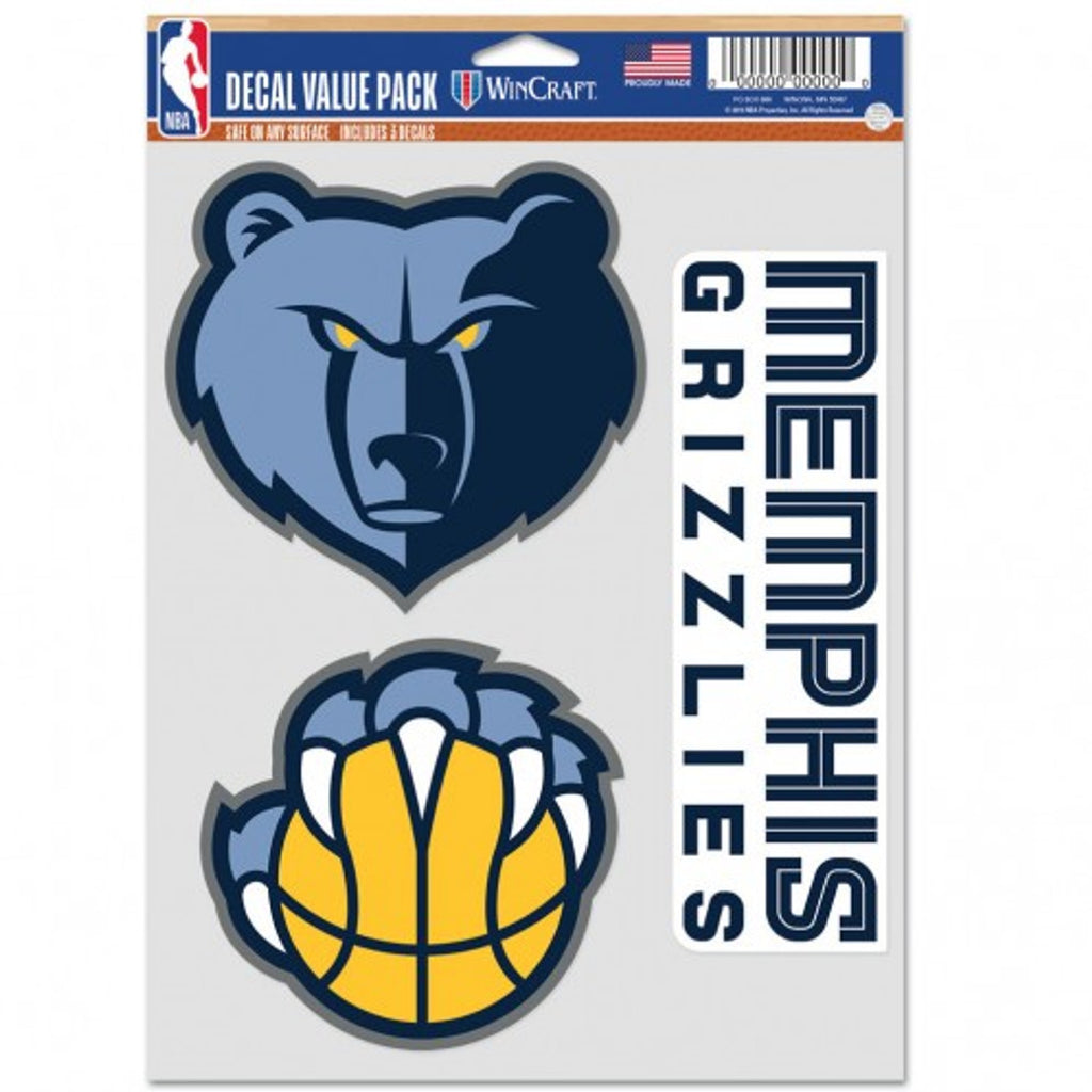 Memphis Grizzlies Decal Multi Use Fan 3 Pack - 0