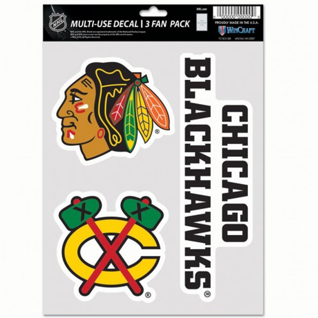 Chicago Blackhawks Decal Multi Use Fan 3 Pack - Wincraft