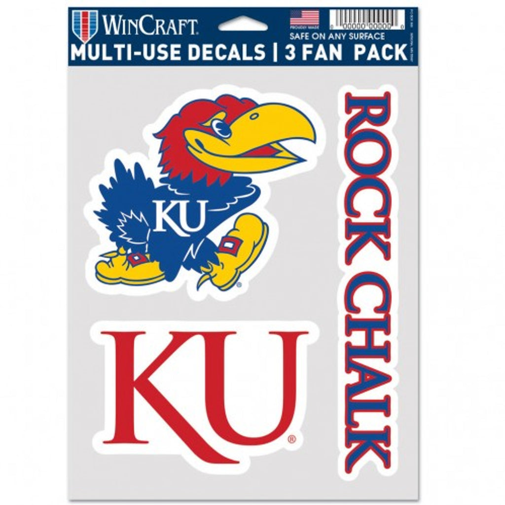Kansas Jayhawks Decal Multi Use Fan 3 Pack Special Order - Wincraft