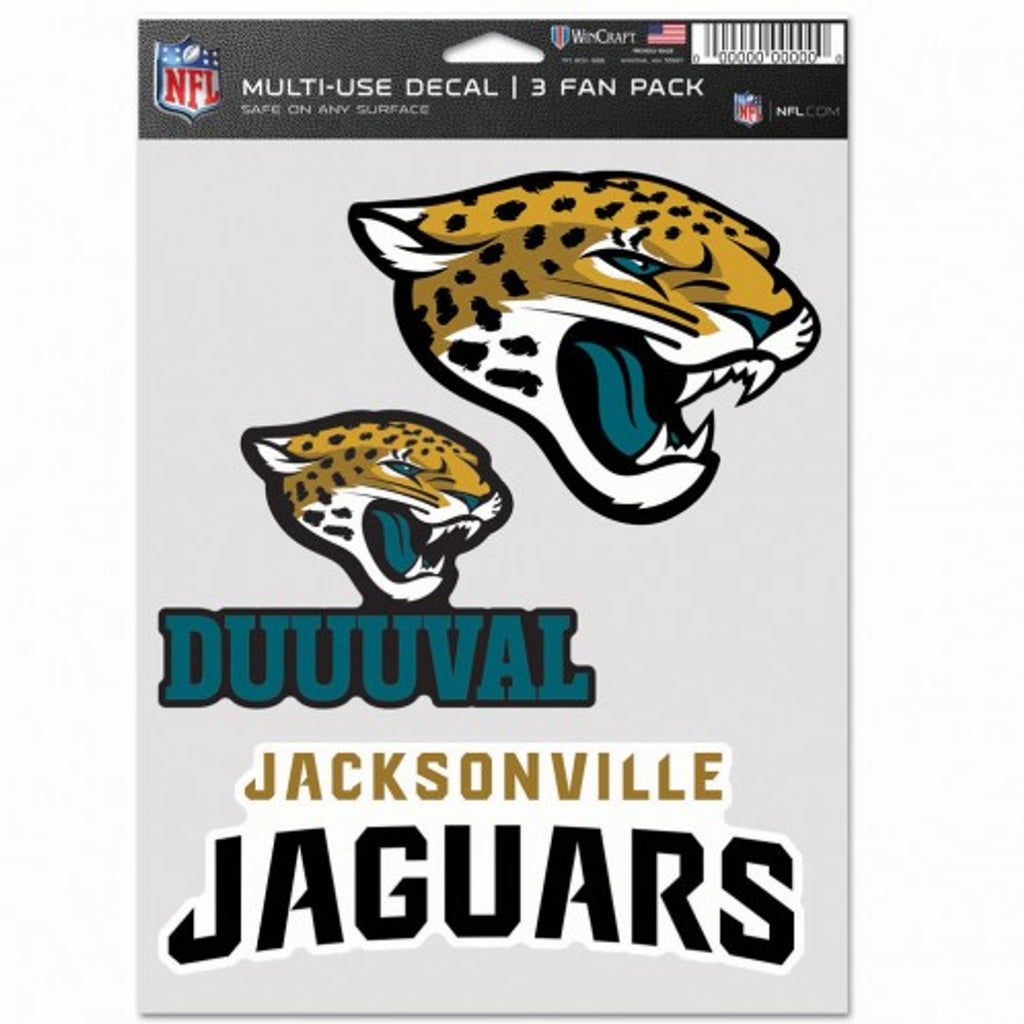 Jacksonville Jaguars Decal Multi Use Fan 3 Pack Wincraft GameRoomPlaza