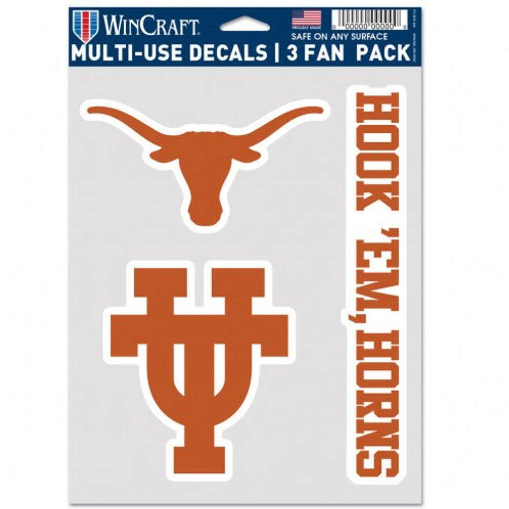 Texas Longhorns Decal Multi Use Fan 3 Pack Special Order - WinCraft
