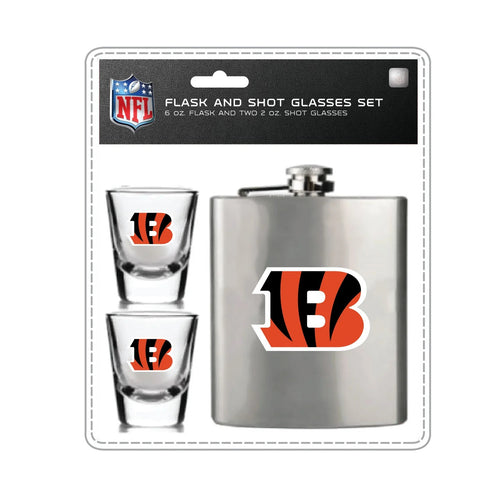 Cincinnati Bengals Flask and Shot Glass Set - Mojo Licensing