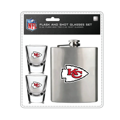 Kansas City Chiefs Flask and Shot Glass Set - Mojo Licensing
