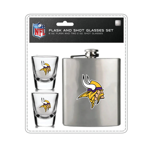 Minnesota Vikings Flask and Shot Glass Set - Mojo Licensing