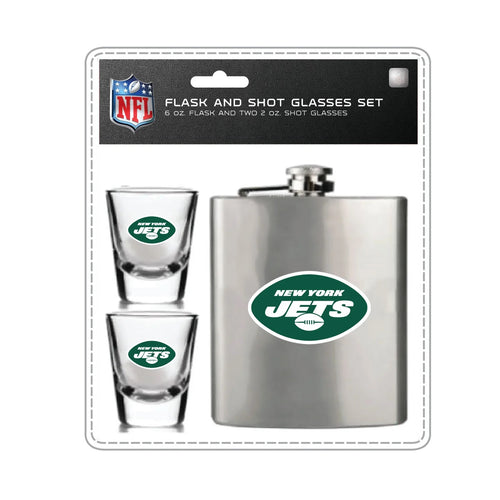 New York Jets Flask and Shot Glass Set - Mojo Licensing