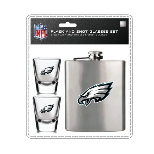 Philadelphia Eagles Flask and Shot Glass Set - Mojo Licensing
