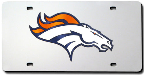 Denver Broncos License Plate Laser Cut Silver - Rico Industries