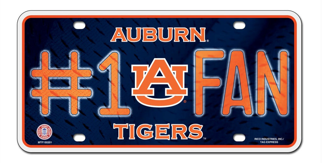 Auburn Tigers License Plate #1 Fan - Special Order - Rico Industries