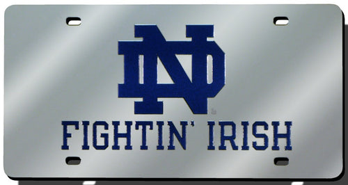 Notre Dame Fighting Irish License Plate Laser Cut Silver - 3