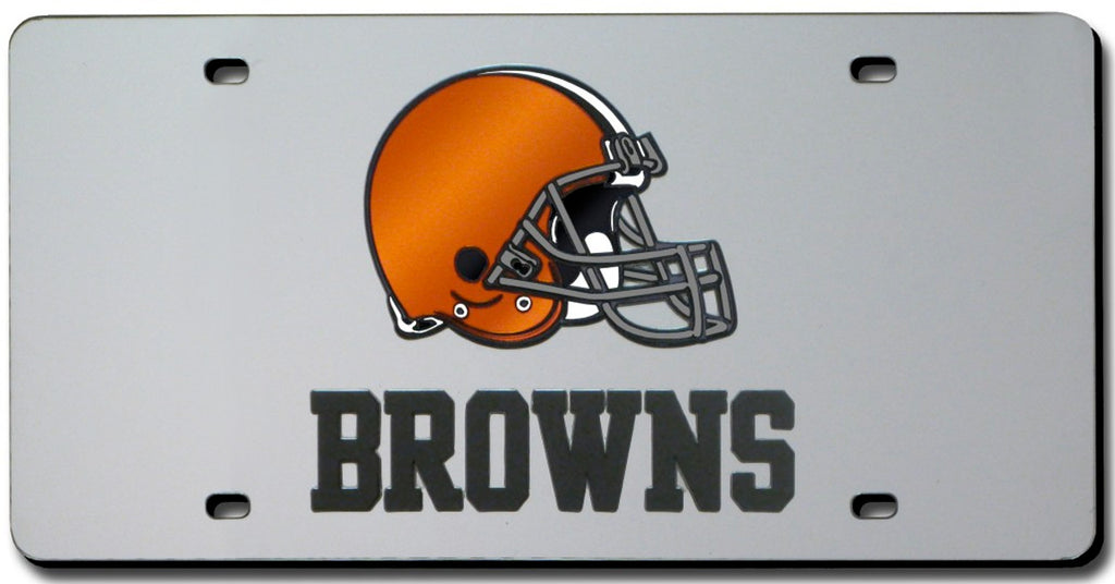 Cleveland Browns License Plate Laser Cut Silver - Rico Industries