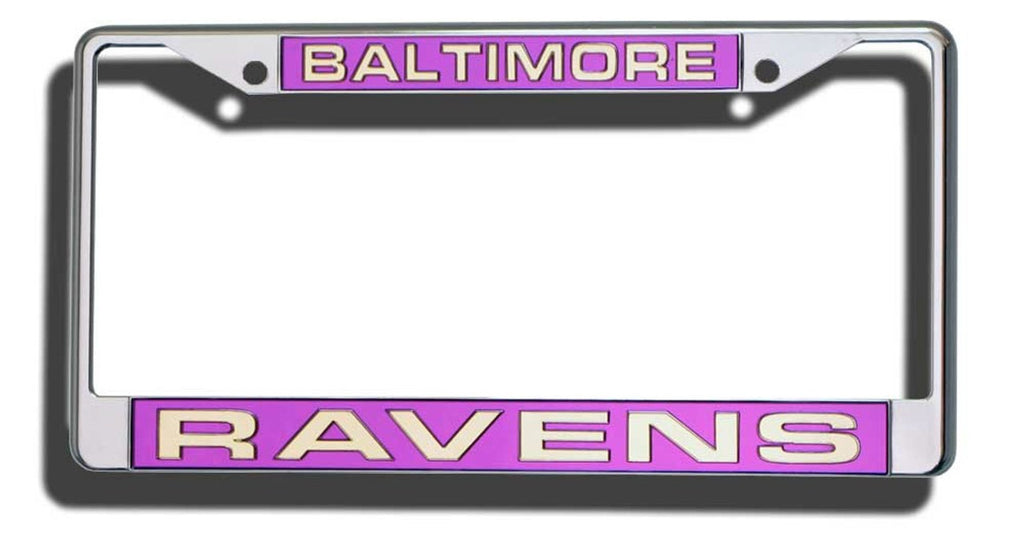 Baltimore Ravens License Plate Frame Laser Cut Chrome - Rico Industries