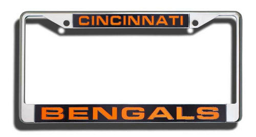 Cincinnati Bengals License Plate Frame Laser Cut Chrome - Special Order - Rico Industries