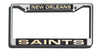 New Orleans Saints License Plate Frame Laser Cut Chrome - Rico Industries