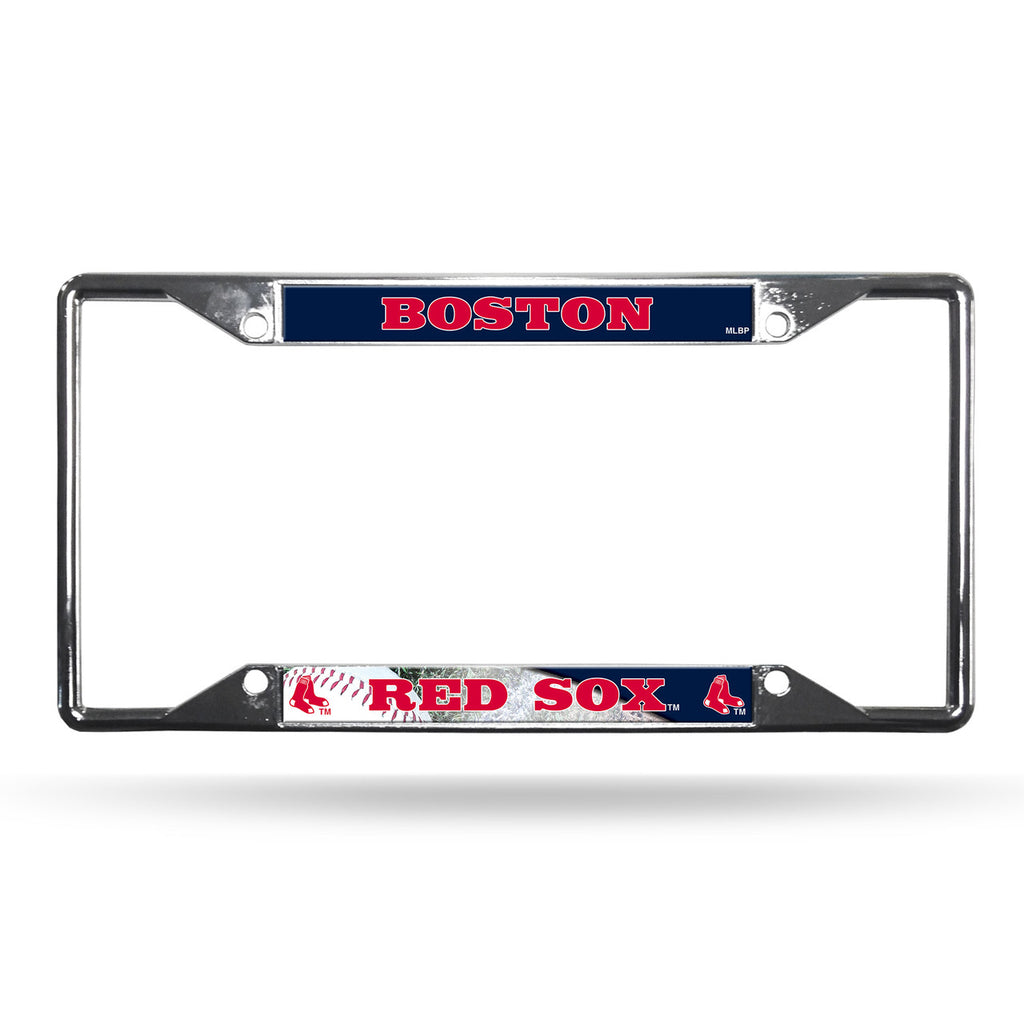 Boston Red Sox License Plate Frame Chrome EZ View - Rico Industries