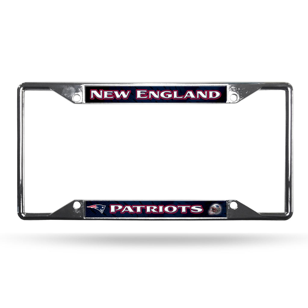 New England Patriots License Plate Frame Chrome EZ View - Rico Industries
