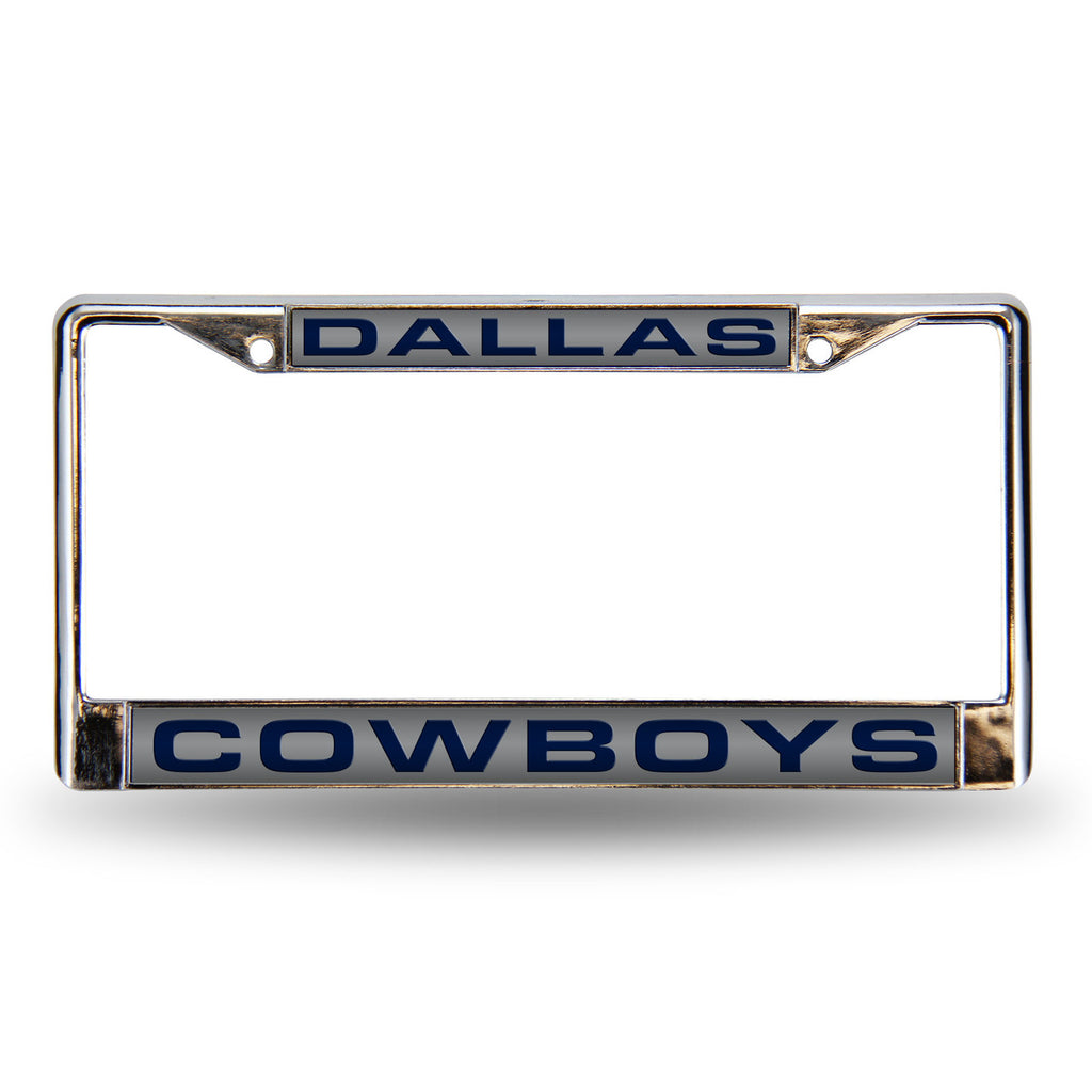 Dallas Cowboys License Plate Frame Laser Cut Chrome Silver - Rico Industries