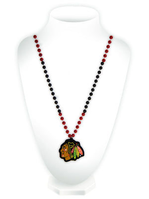 Chicago Blackhawks Beads with Medallion Mardi Gras Style - Special Order - Rico Industries