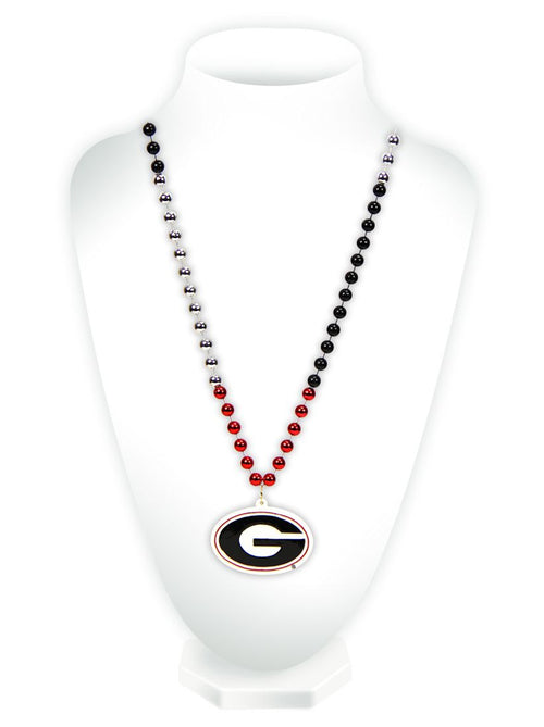 Georgia Bulldogs Beads with Medallion Mardi Gras Style - Rico Industries