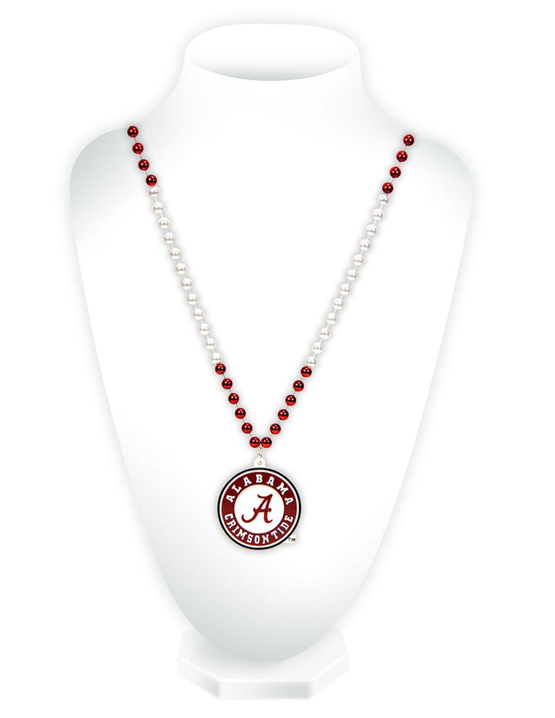 Alabama Crimson Tide Beads with Medallion Mardi Gras Style - 0.25