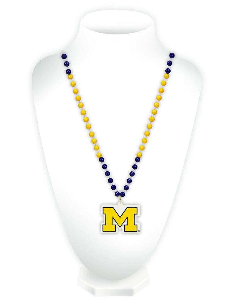 Michigan Wolverines Beads with Medallion Mardi Gras Style - Rico Industries