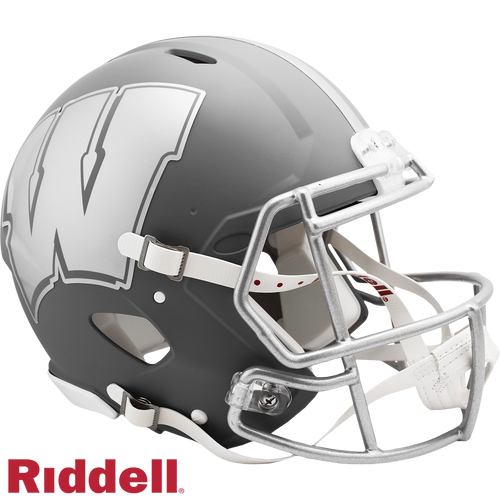 Wisconsin Badgers Helmet Riddell Authentic Full Size Speed Style Slate Alternate - Riddell