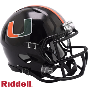 Miami Hurricanes Helmet Riddell Replica Mini Speed Style Black - Riddell