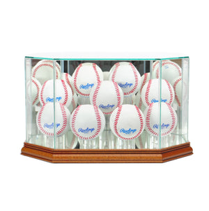 Octagon 9 Baseball Display Case with Walnut Moulding