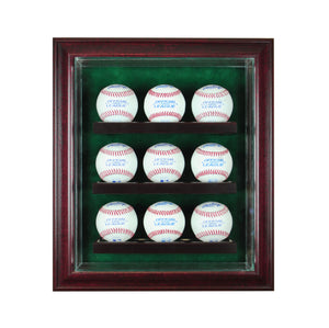 9 Baseball Cabinet Style Display Case with Cherry Moulding