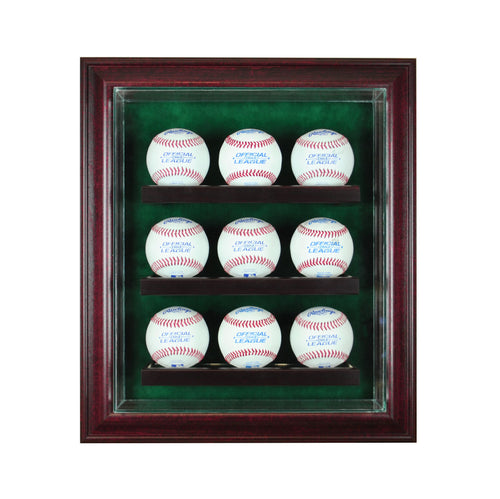 9 Baseball Cabinet Style Display Case with Cherry Moulding