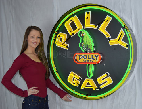 Polly Gasoline 36 Inch Neon Sign In Metal Can