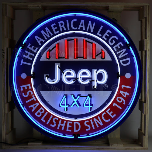 Jeep Round Neon Sign In 36'' Steel Can
