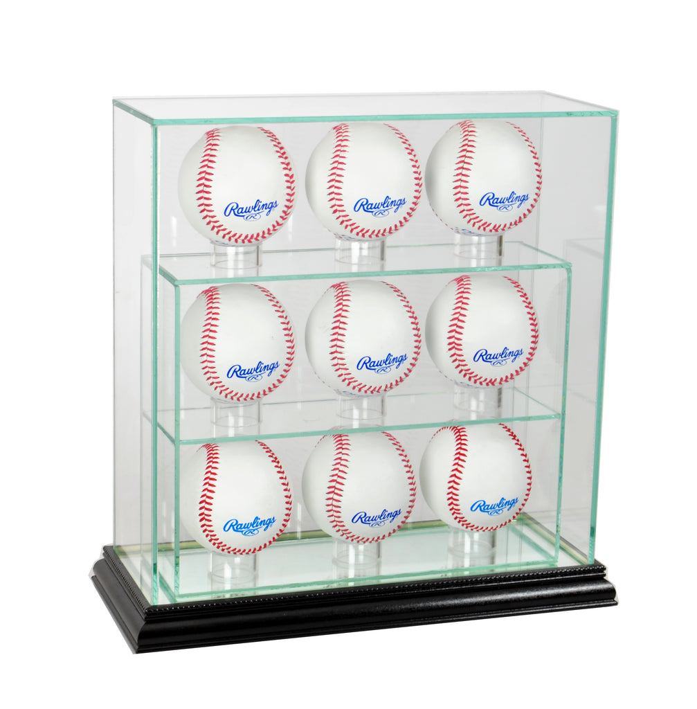 9 Upright Baseball Display Case with Black Moulding