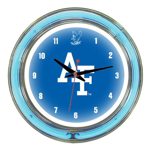 AIR FORCE NEON WALL CLOCK - 14'' BLUE FACE / BLUE NEON - AFANWC100-14
