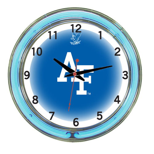 AIR FORCE NEON WALL CLOCK - 18'' BLUE FACE / BLUE NEON - AFANWC100-18
