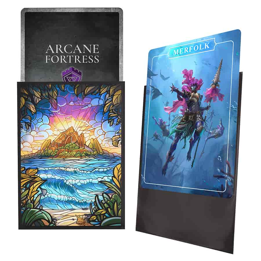 Arcane Fortress: Stained Glass: Hidden Island Matte Sleeves 100Ct
